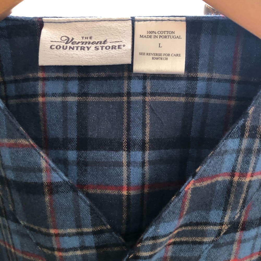 Vermont Country Store Cotton Flannel Nightshirt Orton Plaid Men’s Large NWOT - Picture 3 of 9